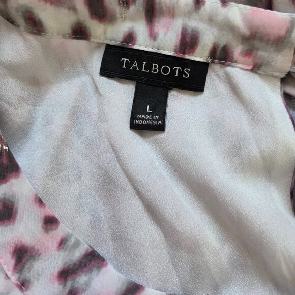 Talbots Leopard Print Blouse Womens Large Pink Transitional Top Animal Print - Picture 6 of 10